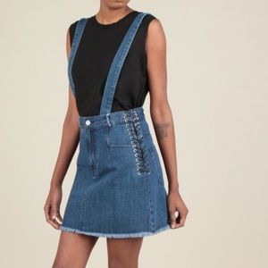 Current Air Lace Up Denim Skirt Overalls